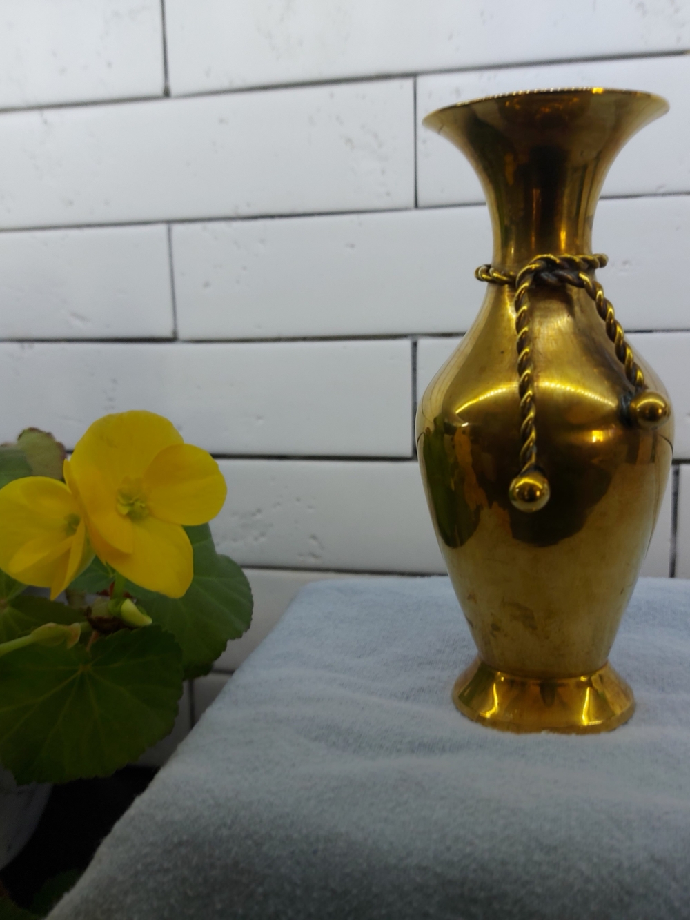 Vintage Brass Rope-Tie Vase